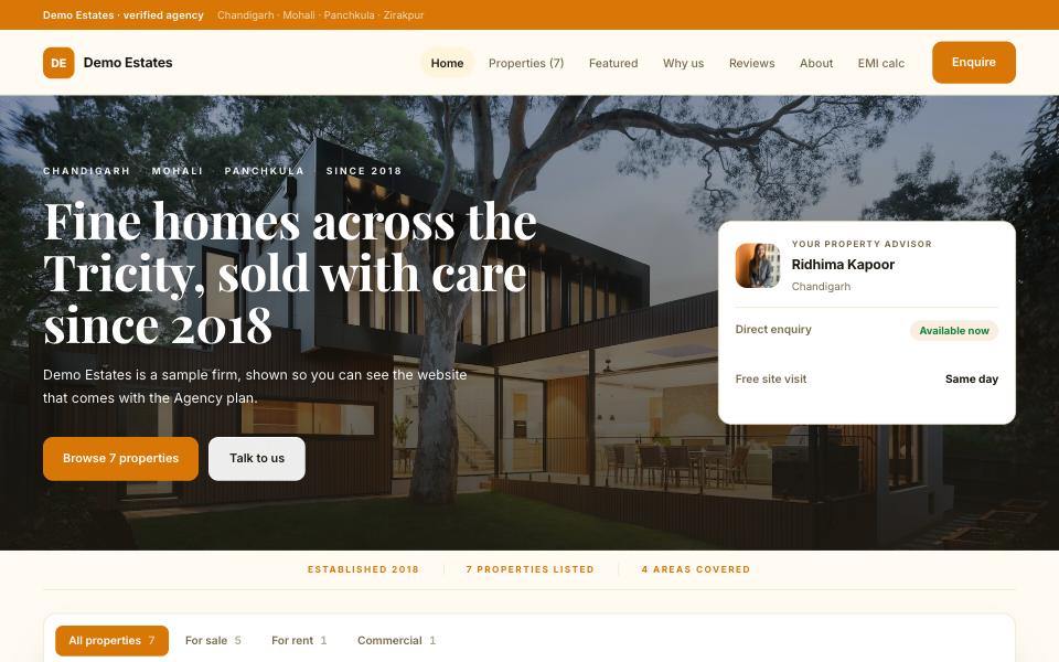 Marigold — Saffron on ivory with a Playfair headline: warm, trusted, festive without shouting. The trust line and reviews come early, because that is what an Indian buyer checks first.