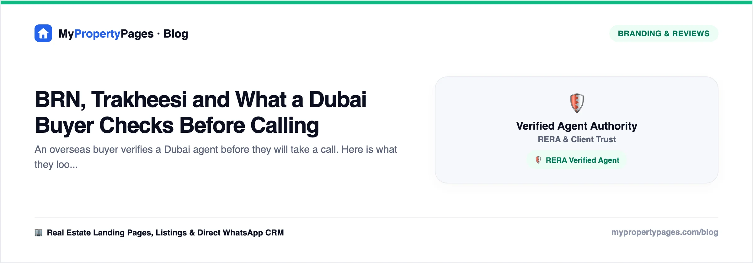 BRN, Trakheesi and What a Dubai Buyer Checks Before Calling — agent branding and online reviews guide