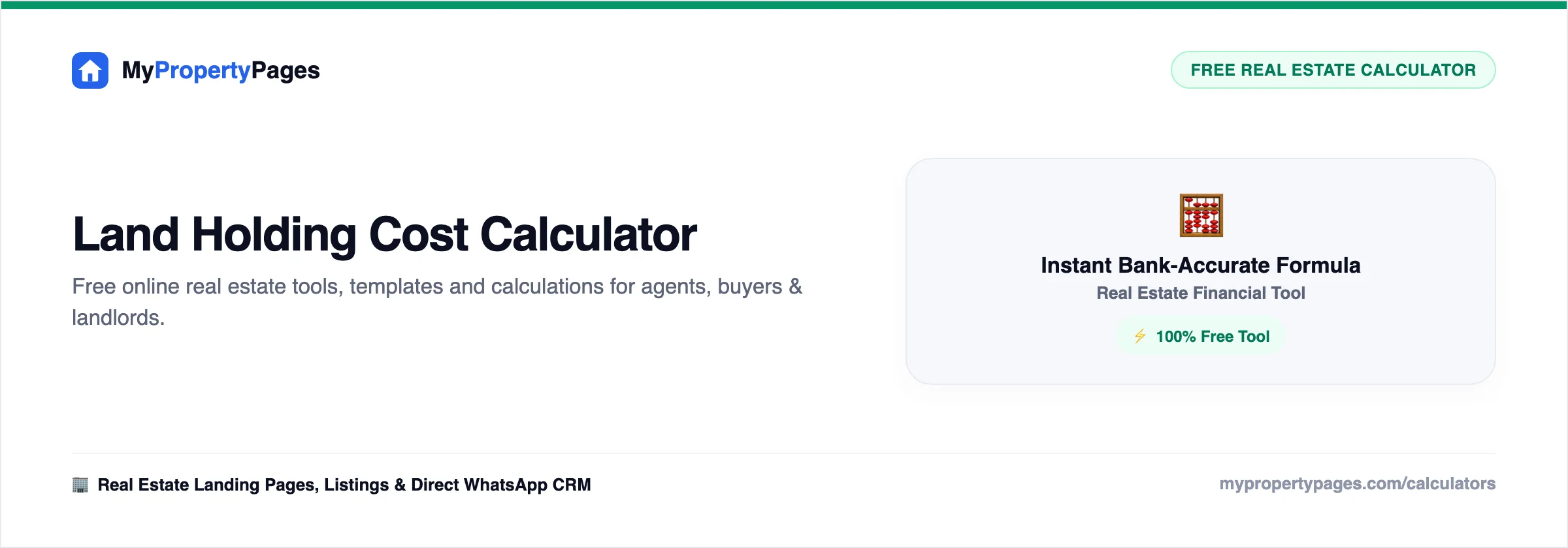 Land Holding Cost Calculator