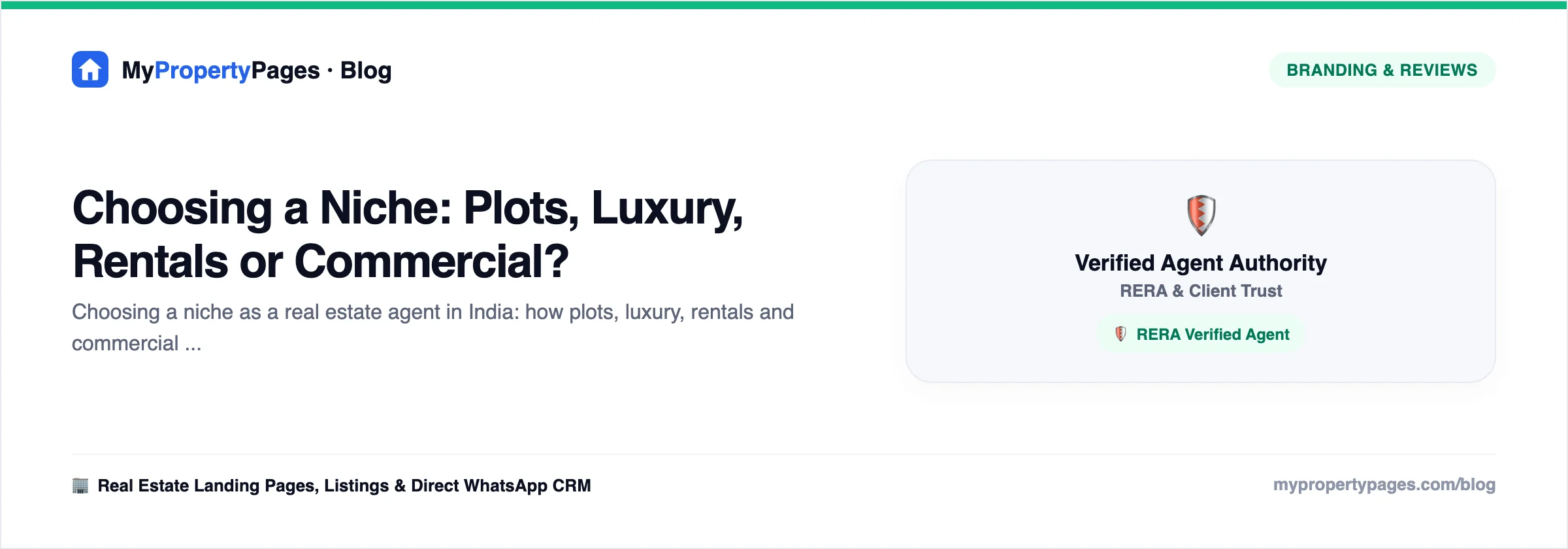 Choosing a Niche: Plots, Luxury, Rentals or Commercial — agent branding and online reviews guide