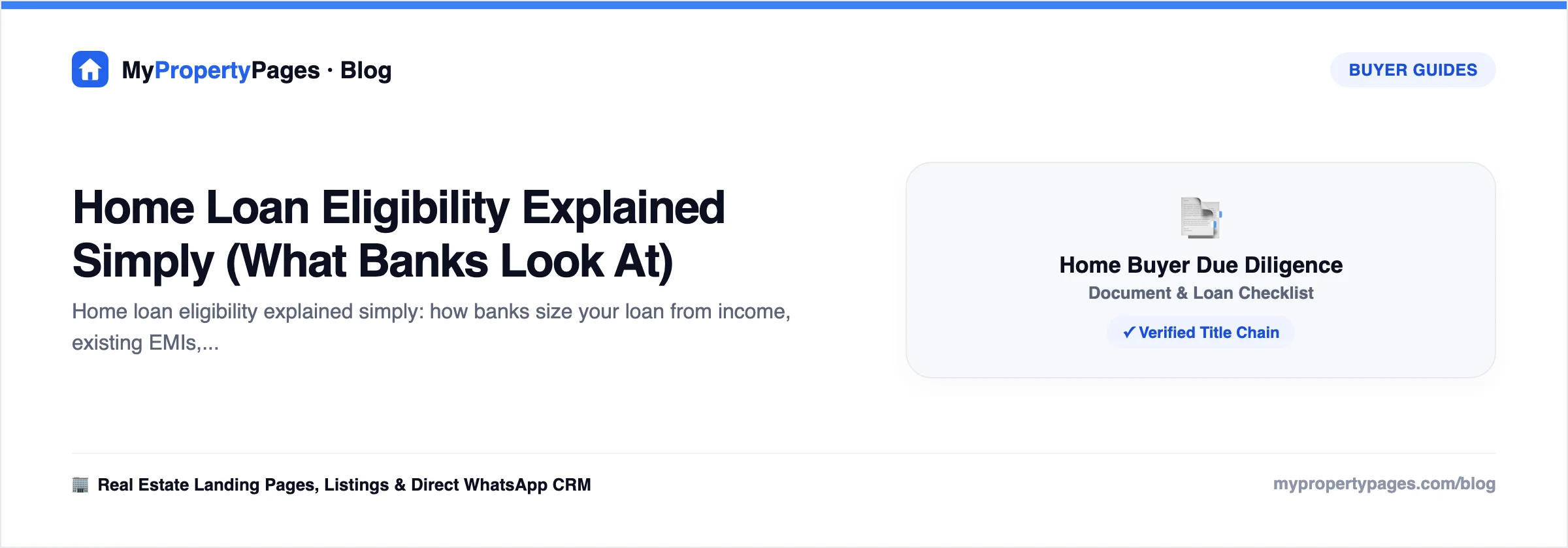 Home Loan Eligibility Explained Simply (What Banks Look At) — home buyer guide with practical steps and checklists