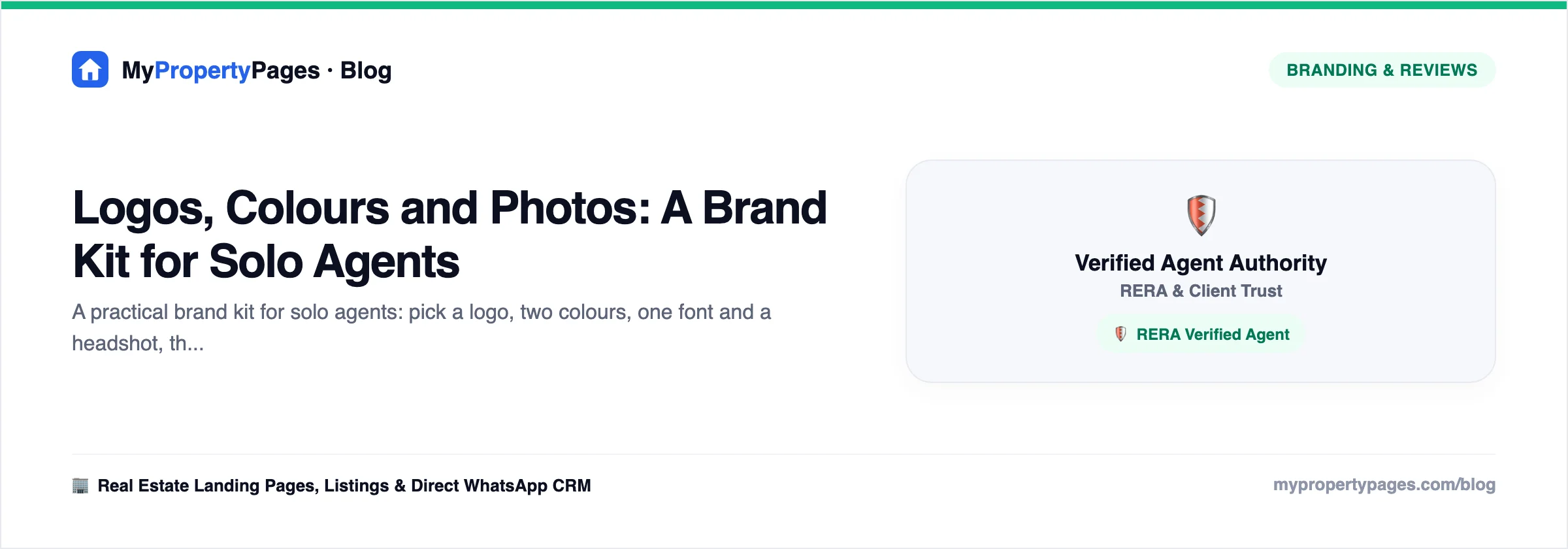Logos, Colours and Photos: A Brand Kit for Solo Agents — agent branding and online reviews guide