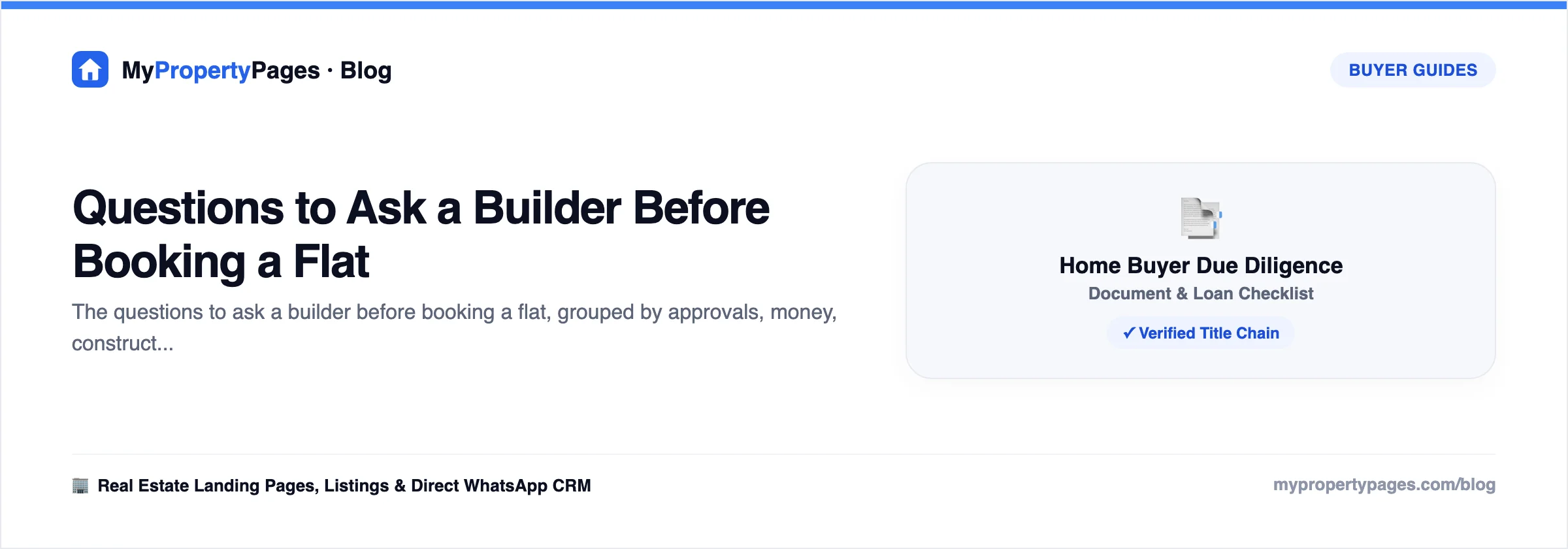 Questions to Ask a Builder Before Booking a Flat — home buyer guide with practical steps and checklists