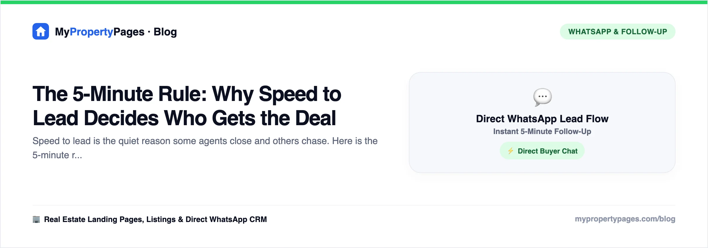 The 5-Minute Rule: Why Speed to Lead Decides Who Gets the Deal — WhatsApp follow-up workflow for property leads