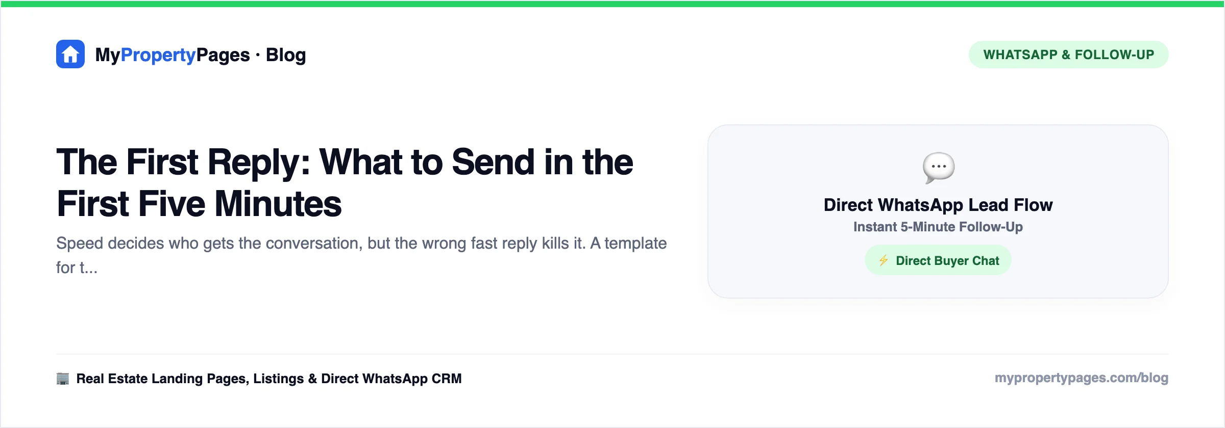 The First Reply: What to Send in the First Five Minutes — WhatsApp follow-up workflow for property leads
