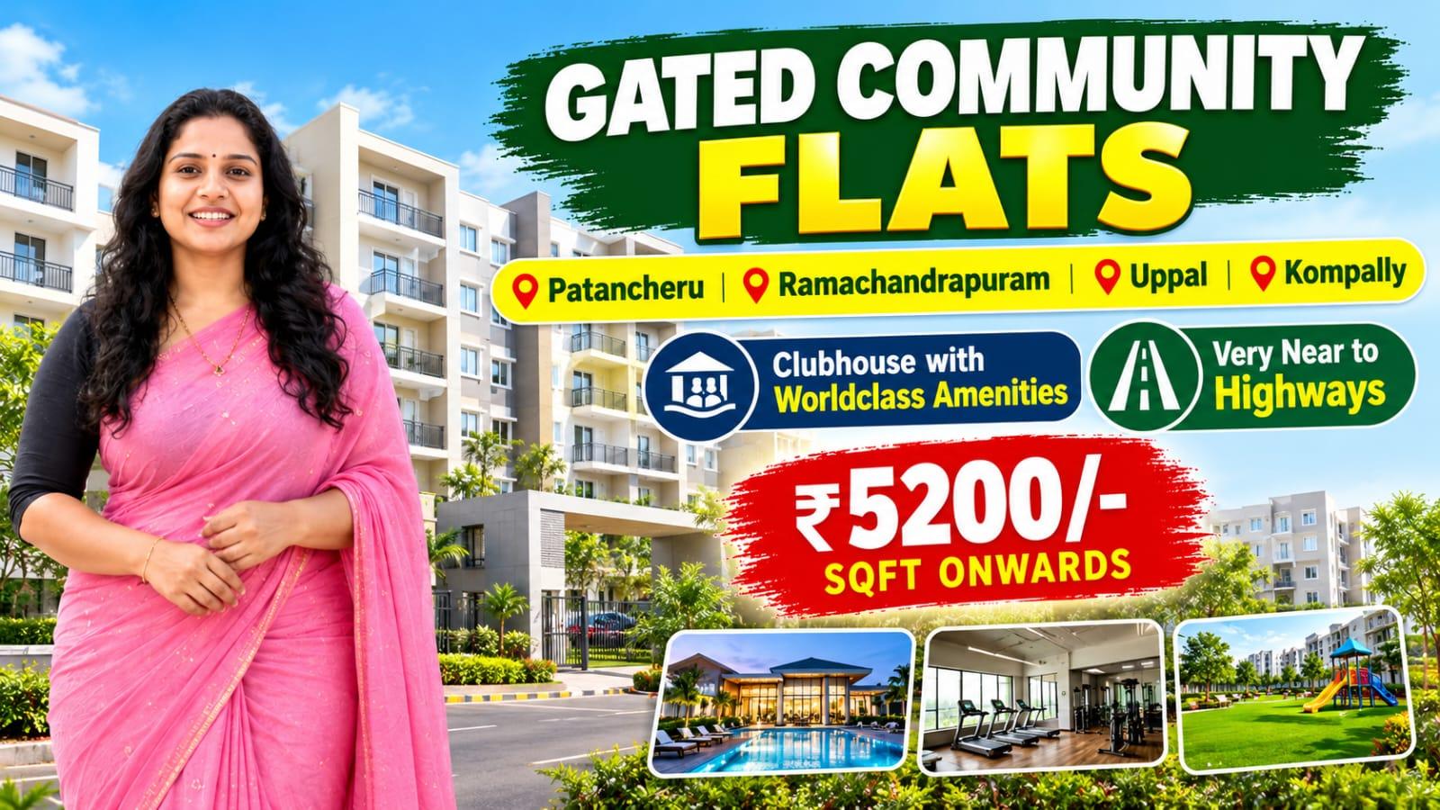 Gated Community Flats for sale Patancheru / Uppal/ Kompally