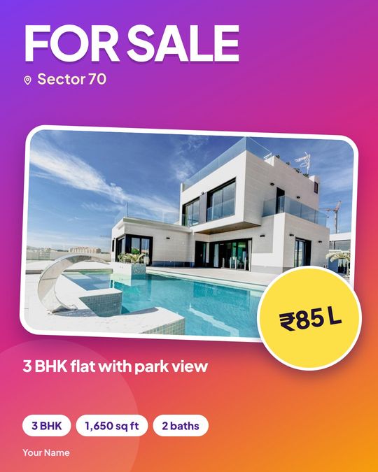 A bold and colourful banner with the price on a sticker