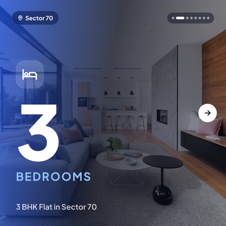 A carousel card showing the number of bedrooms