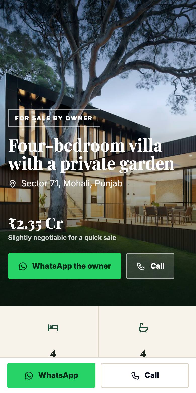 The same page on a phone