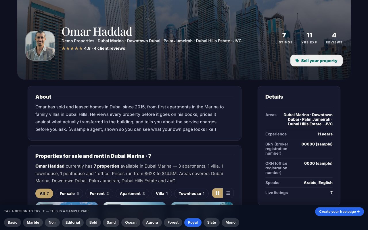 An agent page