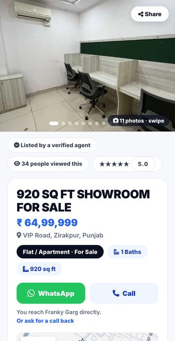 920 sq ft Showroom For Sale